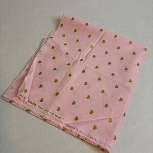 JoAnn's Pink Fabric Gold Hearts Exclusive Cotton Blend Sewing Quilt 1/2 Yard